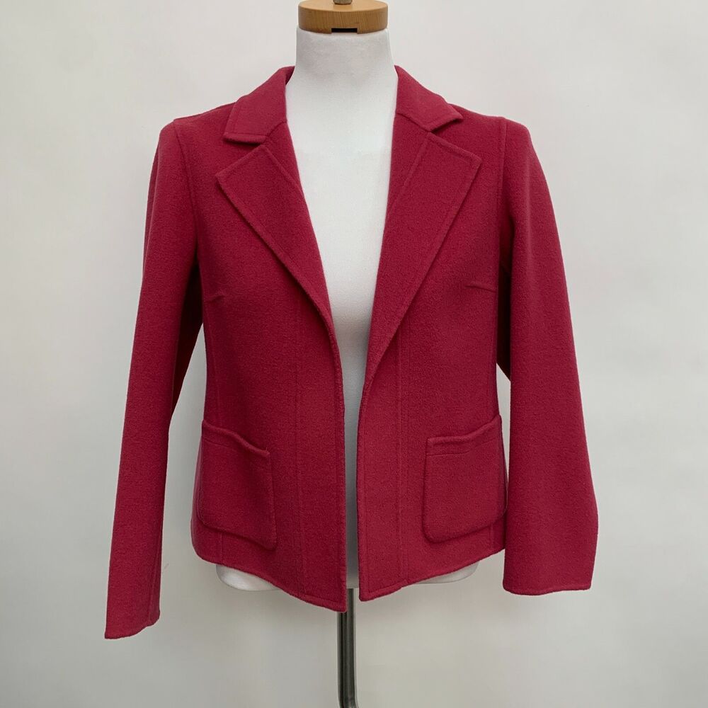 Talbots Women's Jacket 4 Petite Pink 100% Wool Open Front
